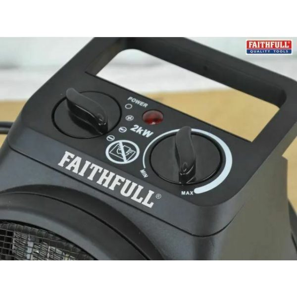 2KW Electric Fan Heater Tilting Space Air Warmer Workshop Garage 240v - Image 2