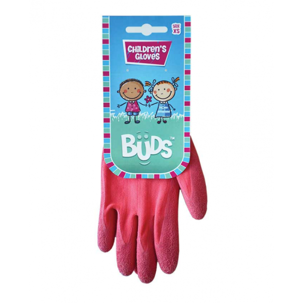 Buds Kids Gardening Gloves Childrens Palm Coated - Pink/Blue Age 3-6 years old[Pink XS (Aged 5-6 years old)] - Image 2